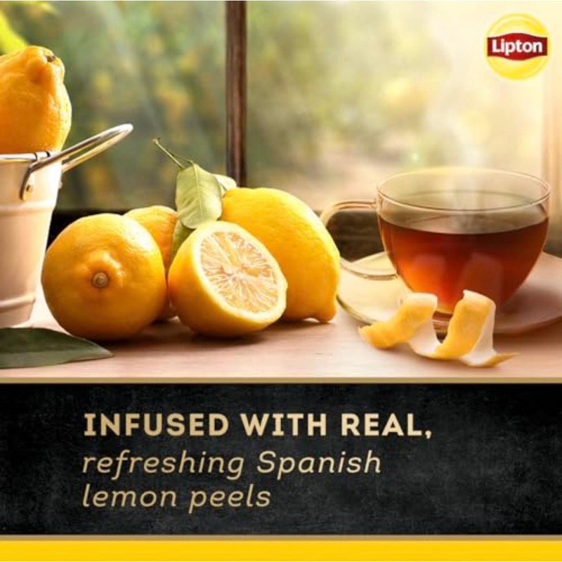 Lipton Black Tea Lemon, Pyramid Tea Bags, Flavored Teabags for