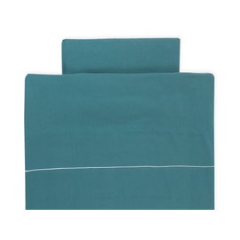 KraftKids Nile Blue Muslin Bedding Set with Pillow 40 x 60 cm and Duvet 135 x 100 cm, Cotton Duvet Cover, Handmade Bed Linen, Made in the EU