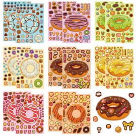Donut Aufkleber Diy Bastelaufkleber Niedliche Donut Sticker Scrapbook Album Aufkleber Vinyl Wasserfest Aufkleber Geeignet für Tagebuch, Kühlschrank, Thermosbecher, Gepäck