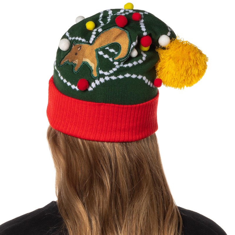 National Lampoon's Christmas Vacation Leaning Tree Squirrel Cuffed Pom Woven