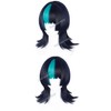 Blue Black and Peacock Blue Anime Cosplay Wig with Bangs