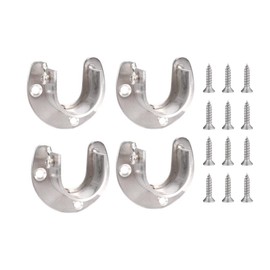 Stainless Steel Flange U Type Socket 0.7 inches (19 mm) x 4 Piece Set with Screws Hanger Pipe Holder Pole Holder Closet
