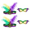 2 Pieces Sequin Feather Hairbands, 2 Pieces Masks, Creative Color