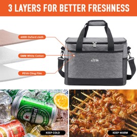 Everpwr Cooler Bag 30L, Large Insulated Picnic Bag Lunch Bag, Waterproof Soft-Sided Cool Bag for Camping/BBQ/Beach/Family Travelling & Outdoor Activities (Grey)