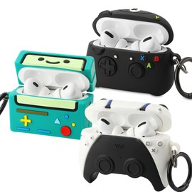 [3Pack] Gedicht Airpods Pro 2nd Generation Case, Funny 3D Cartoon Game Controller Design Silicone Soft Cover With Keychain for Kids, Women, Men - Compatible With Airpods Pro 2