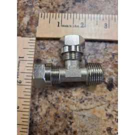 Unbranded Nickel-Plated Brass Compression Fitting Right-Angle Tee, for 12 mm Tube OD X 1/2