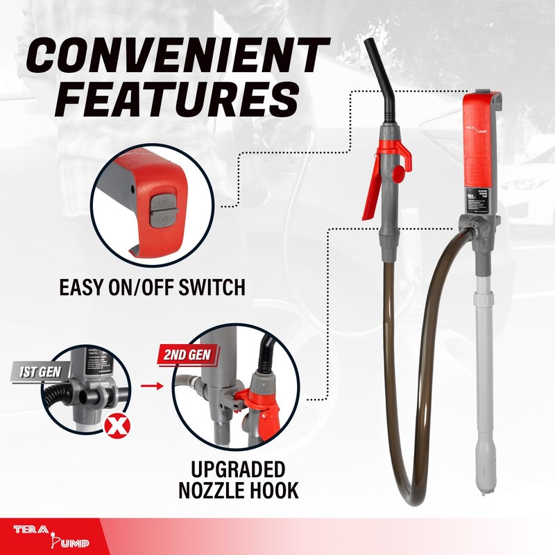 TERA PUMP Battery Operated Fuel Transfer Pump - Telescopic Intake