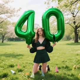 40 Inch Green Number 40 Digital Balloon,Jumbo Mylar Foil Helium Balloon for 40 Balloons for Birthday Party,Wedding Anniversary Party Decorations