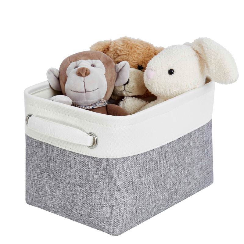 Mangata Small Canvas Storage Box, Fabric Storage Basket with Handles