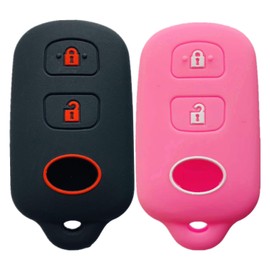 Key Fob Cover for Toyota Tundra: 3 Buttons Key Fob Case Protector Fit for 1995 to 2008 Toyota 4Runner Highlander FJ Cruiser Rav4 Camry Scion XA XB Avalon Echo Prius Sequoia Tacoma Celica| Black + Pink
