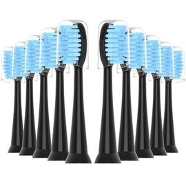 Replacement Toothbrush Heads 10 Pack Compatible with AquaSonic Black Series for Vibe Series Black Series pro, and for Duo Series pro Electric Toothbrush,Balck