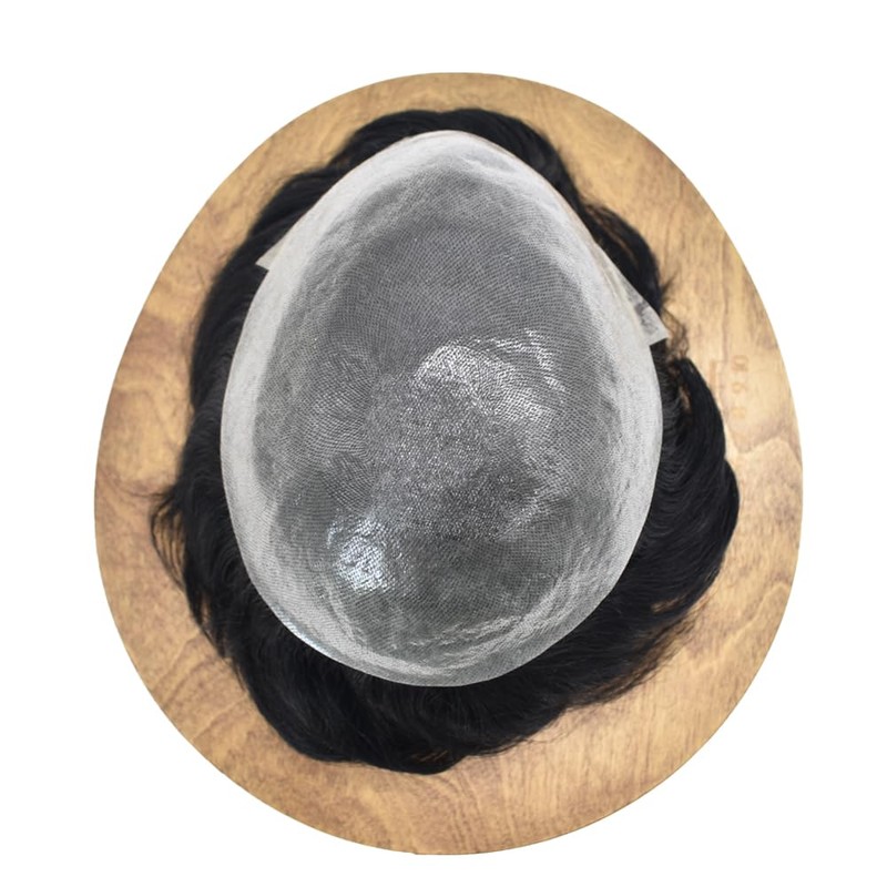 RESHE Mens Toupee European Real Human Hair Piece All V-looped