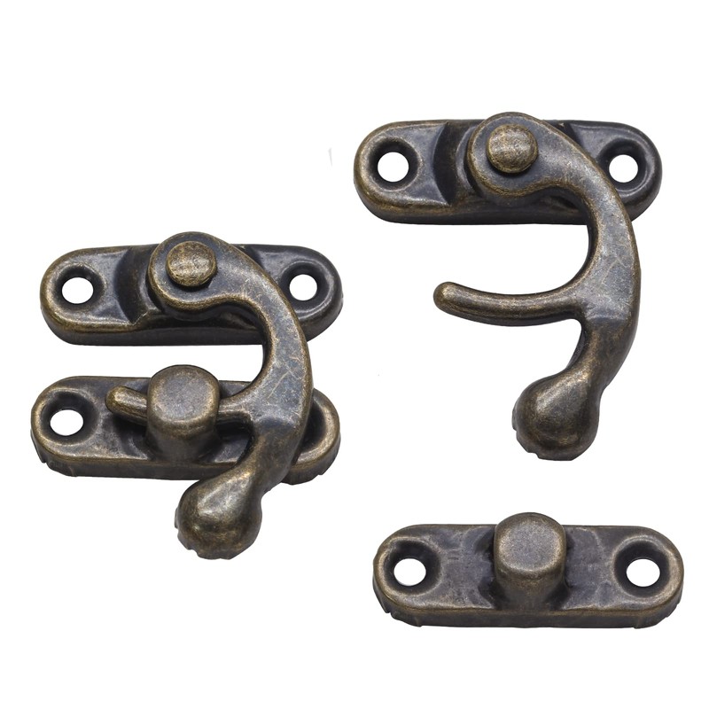 Kyuionty Antique Bronze Right Latch Hook Hasp, Small Box Hinges