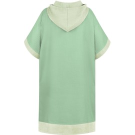 Bath Poncho Made of Waffle Pique Towel Poncho Made of 100% Viscose Lightweight and Compact - Bath Towel Surfer Poncho with Hood for Men and Women, Green