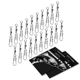 AMZfishing 20 x Fishing Swivels with Safety Carabiner | Carabiner Swivel Fishing | Swivel Assortment | Swivel Set | Fishing Accessories Swivel Set (20, 12)