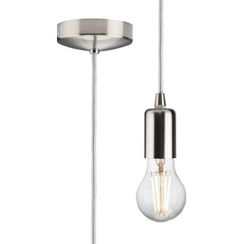 Knightsbridge 1.8m E27 Contemporary Pendant Set - Brushed Chrome 8270L