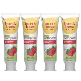 Burt’s Bees Kids Toothpaste, Strawberry Flavor, with Fluoride, Strawberry Splash, 4.7 oz, Pack of 4