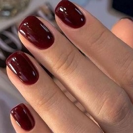 modelones 32Pcs Rojo Oscuro Halloween Presione En Las Uñas, Caída Corta Cuadradas Falsas Uñas, Kit de Uñas Reutilizables Con Pegamento de Uñas Pestaña