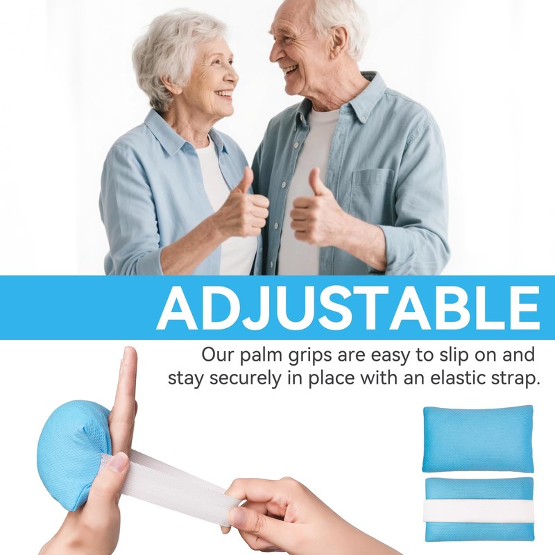 Portable Palm Grip Protector & Hand Contracture Cushion,2-Pack Elastic Band