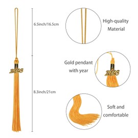 2026 Tassel Graduation with 2026 Gold Charm,Tassels for Graduations Cap, Tassel Suitable for Graduation Hat Decorations, Gold Tassels