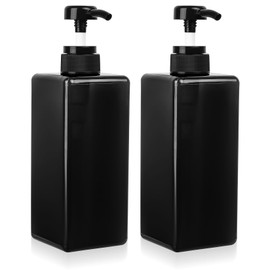 2x Pump Bottle Dispenser, 650ML Shampoo and Conditioner Dispenser, Refillable Shampoo Dispenser Bottle with Pump, Liquid Soap Dispenser for Shampoo Conditioner Body Wash Liquid Soap Dispenser, Black