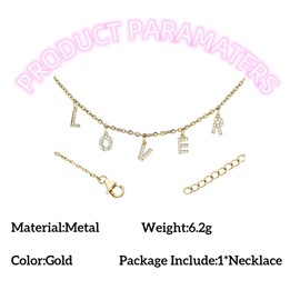 GAUEIOUR LOVER Letter Necklace for Women Girls Dainty Metal Gold Music Link Chain Necklaces Jewelry Preaents for Music Fans