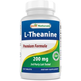 Best Naturals L-Theanine 200mg per Tablet (400mg per 2 Tablets) - Promotes Relaxation Without Drowsiness - 120 Vegetarian Tablets - (120 Count (Pack of 1))