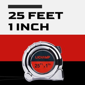 LICHAMP Tape Measure 25 ft with Magnetic, 6 Pack Bulk Easy Read Chrome Measuring Tape Retractable with Fractions 1/8, Measurement Tape 25-Foot by 1-Inch, Round