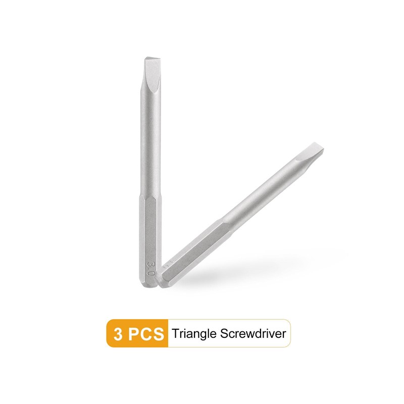 sourcing map 3pcs 3.0mm Triangle Screwdriver Bit 5/32" Hex Shank