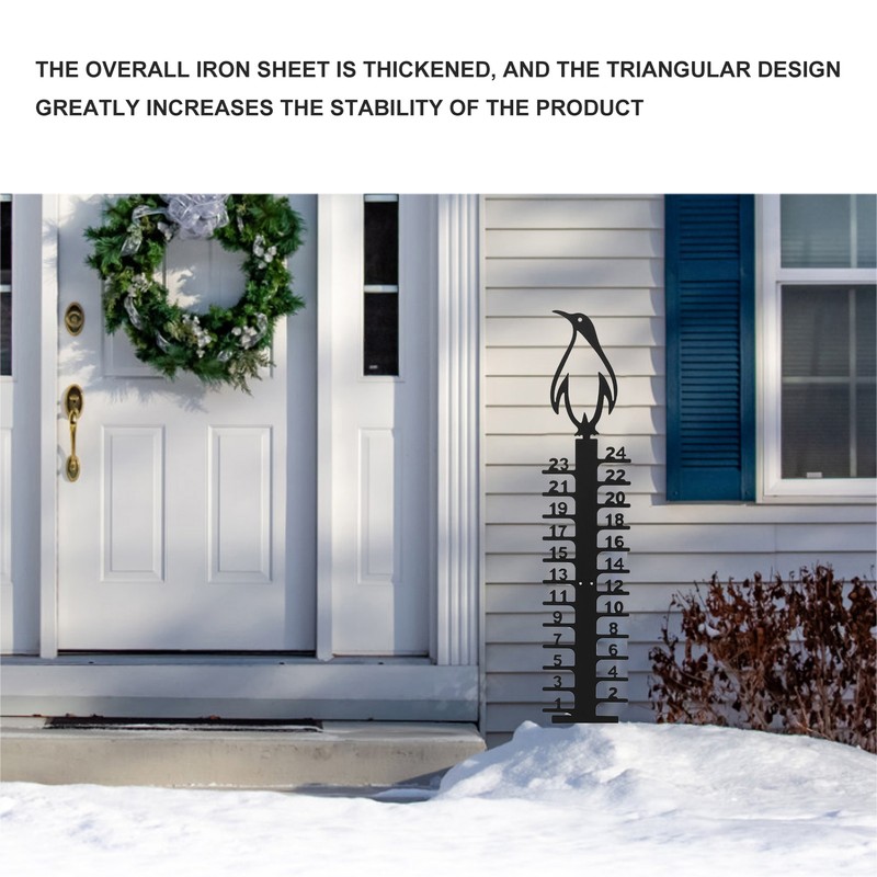 24 Inch Snow Gauge Outdoor Iron Art Decorative Snowfall Measuring