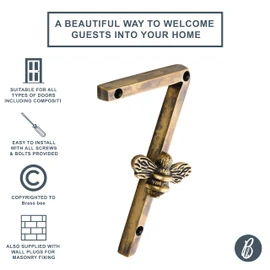 Heritage Brass bee House Number with Bee design | 5 inch Modern Door Sign Numbers Signs Plaques | Street Home Address Numerals (7)