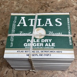 Atlas Wholesale Lot 1000 Vintage 1QT Ginger Ale Labels Atlas Bottling Co Detroit MI JD