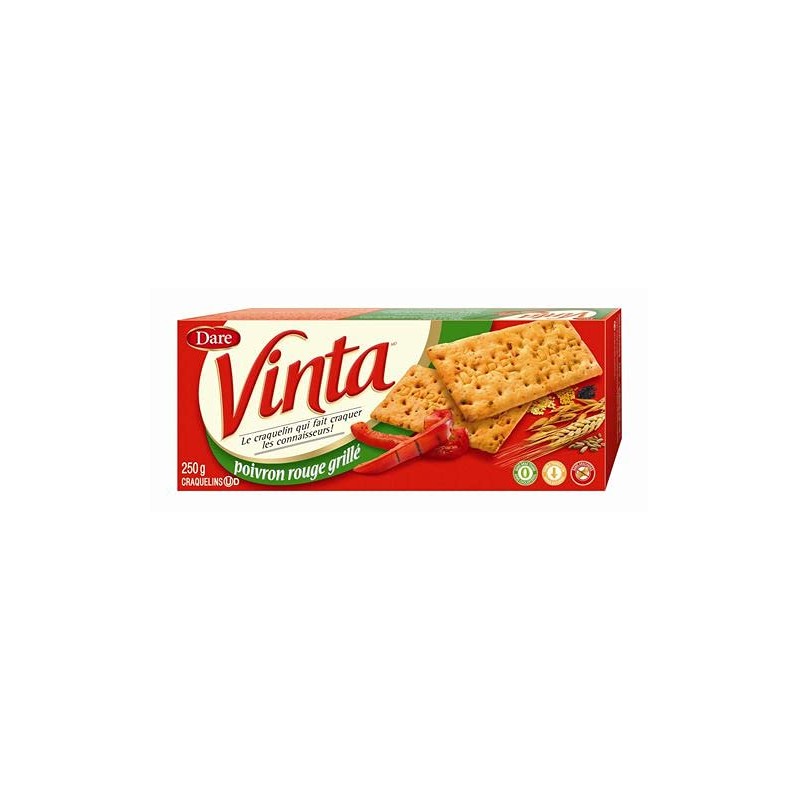 Vinta Roasted Red Pepper Crackers, Dare, 250g/9oz, 2-Pack {Imported from