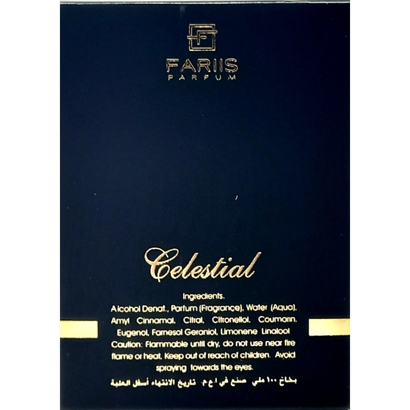 FARIIS CELESTIAL EAU DE PARFUM SPRAY FOR MEN 3.4 Oz