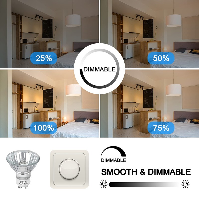 Lacnooe GU10 Halogen 35W Bulbs, 6 Pack GU10+C 120V 35W