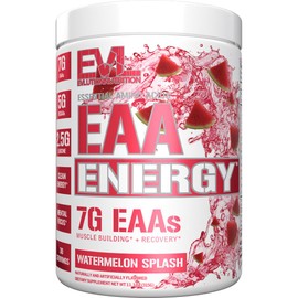 Evlution Nutrition EAA Energy - Pre & Post Workout Powder - Muscle Building & Recovery Supplement - 7g Essential Amino Acids + 5g BCAAs - Clean Energy - with Caffeine - 30 Servings - Fruit Punch