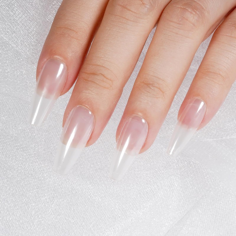 Pearl White Nail Chrome Powder Rubbing Glitter Metallic Mirror Effect