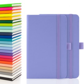 Notes London 2 x A6 Notebooks, Double Pack with Lined Pages, Pen Loop and Expandable Paper Pocket Hardback Medium Journal New Notepad Note Book Notes Diary Pad (Pastel Purple)