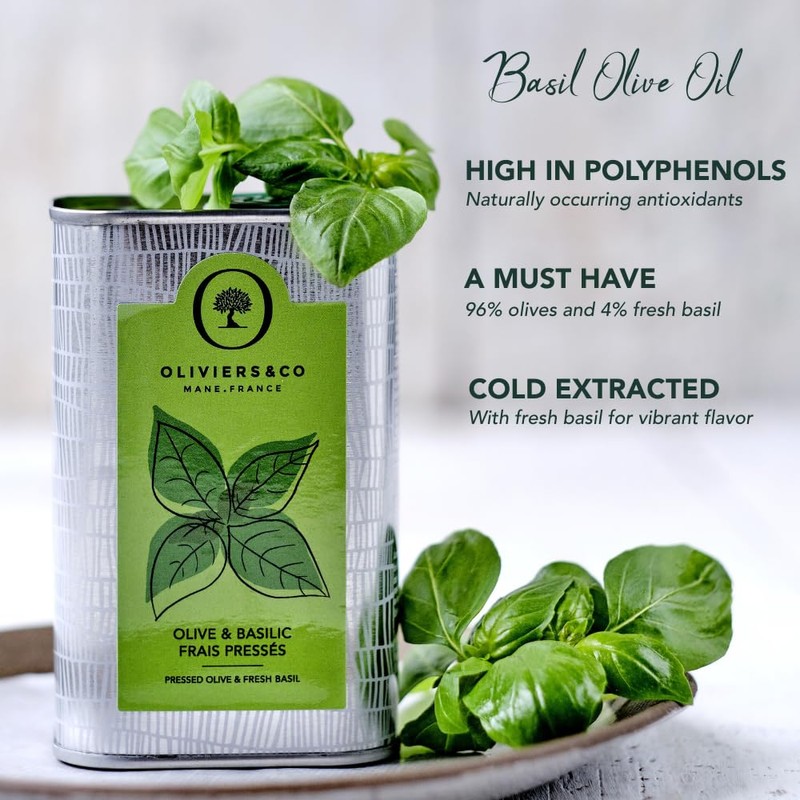 Basil Olive Oil by Oliviers&Co. Cold Pressed Extra Virgin Olive