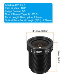 PATIKIL 2.8mm CCTV Camera Lens, F2.5 FPV Security Camera Lens 2MP 1080P Super Clear Camera Lens 128° Wide Angle Lens M12 Threaded Dia for IP Camera Panoramic