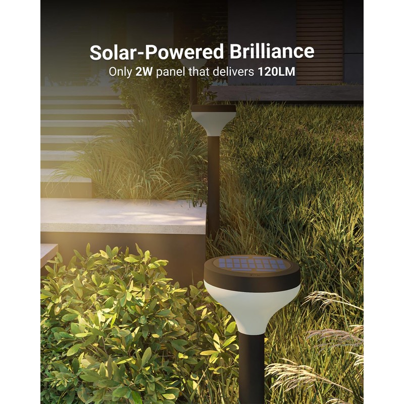 Sunco 6 Pack Round Solar Pathway Lights Outdoor, Super Bright