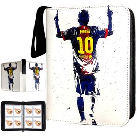Soccer Card Binder, Trading Card Binder 4 Pocket with 50 Removable Sleeves Fits 400 Sport Cards, 3 Ring Card Holder Binder with Zipper, Collector Storage Album
