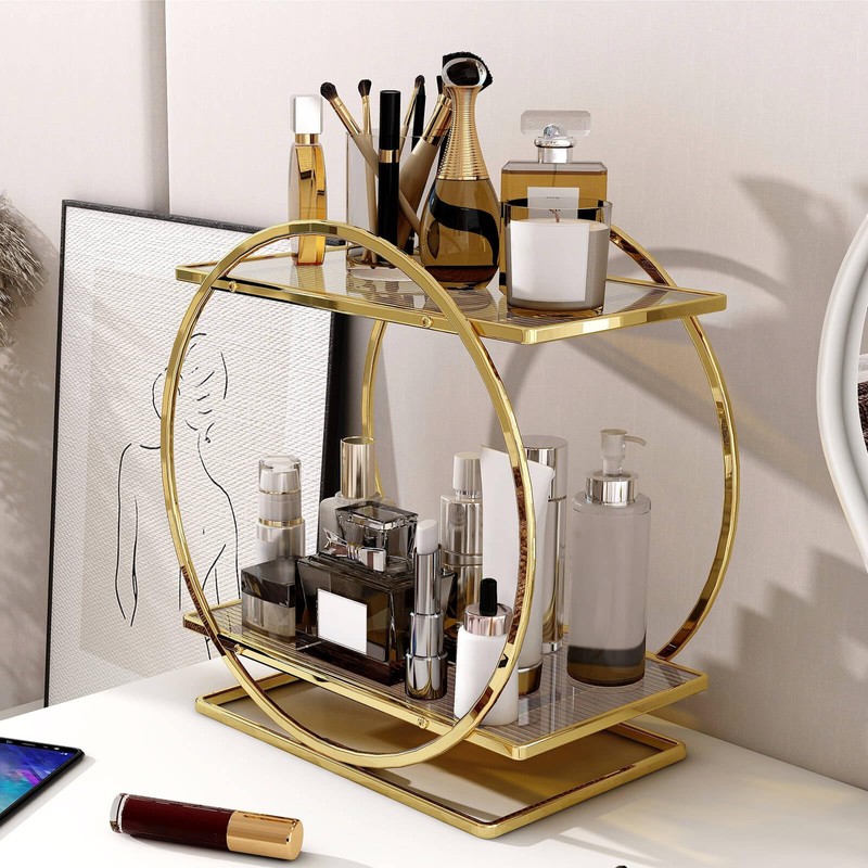 YIWANFW Perfume Organizer for Dresser, 2 Tier Bathroom Counter Organizers