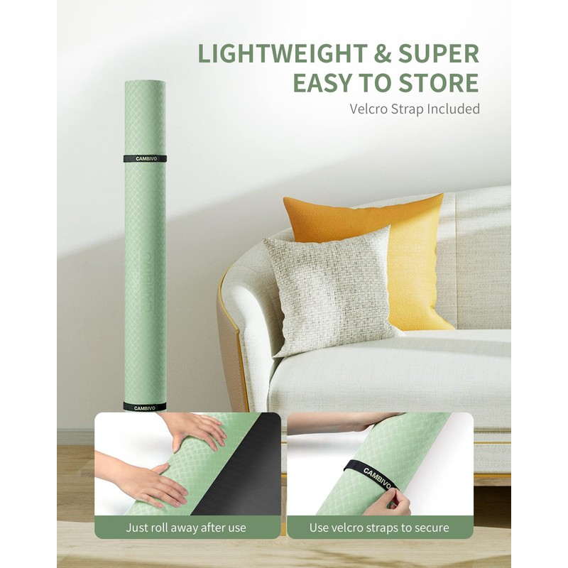 CAMBIVO Large Yoga Mat (6'x 4'), Extra Wide Workout Mat