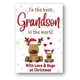 Second Ave Best Grandson Reindeer Children's Kids Christmas Xmas Holiday Festive Greetings Card