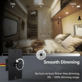 Acegoo RV Light Dimmer Switch DC 12 Volt High-Side PWM Dimmer, Perfect for Camper Van Boat Trailer Truck Cars Strip Light and 12V LED Light Fixture, Rotary Dimming (10A-Black)