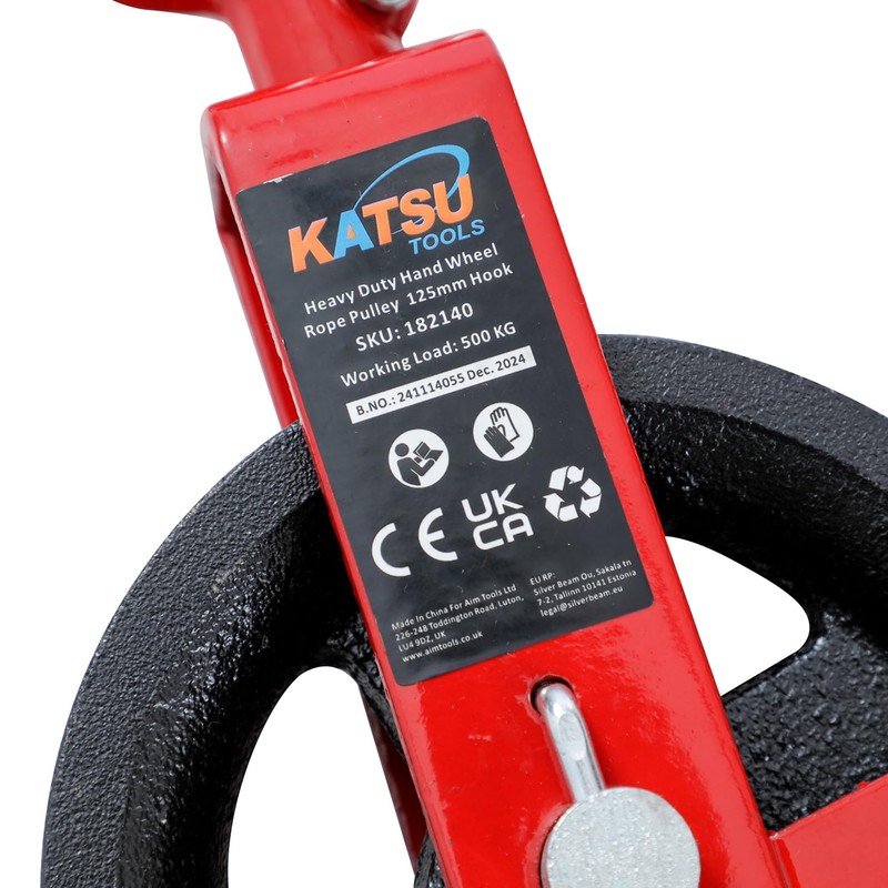 KATSU Tools Gin Wheel 125mm with Swivel Hook Scaffolding Pulley
