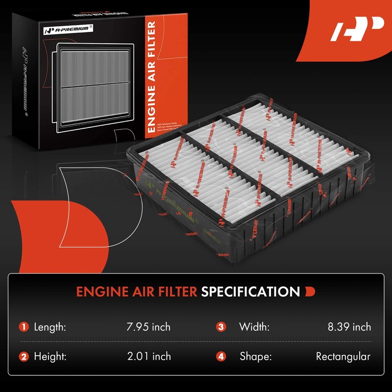 A-Premium Filtro de aire de motor de 2 piezas compatible