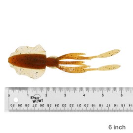 Fish WOW! 5pcs Root Beer 6" Chase Squid Skirt Realistic Squid Octopus baits 3D Large Eyes Premium Quality Soft Plastic Fishing Lures