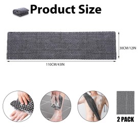 Extra Long Exfoliating Cloth, Deep Cleaning Exfoliating Towel, Reusable Exfoliating Body Scrubber (2 Pcs Black)